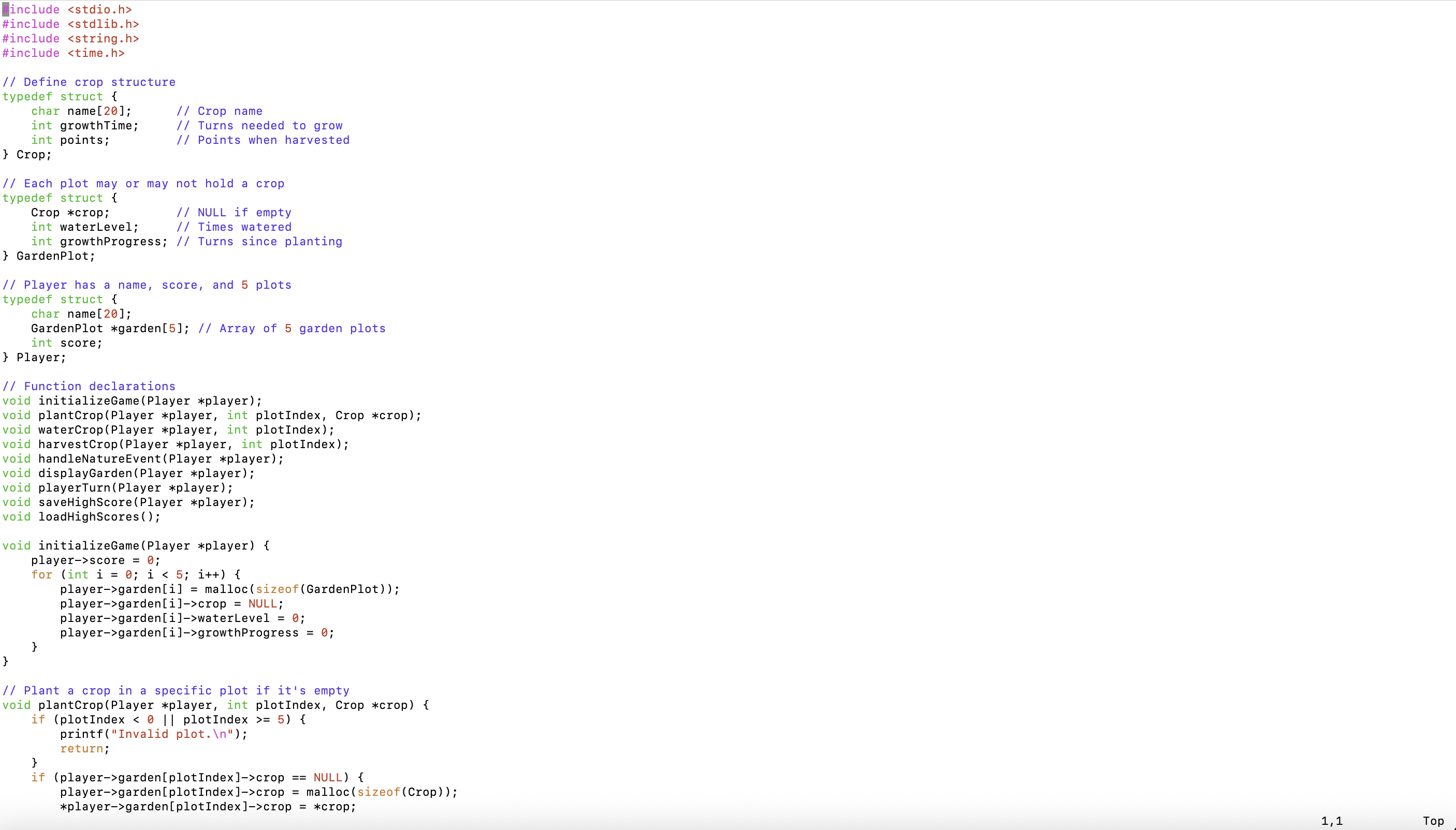 Actual C source code from Garden Guardians